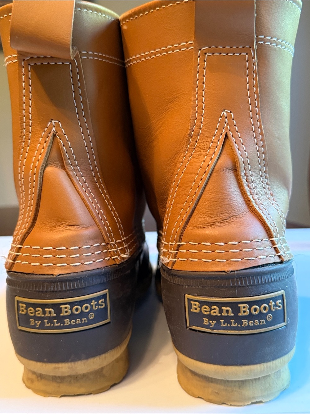 VINTAGE LL BEAN WOMEN'S TAN LEATHER LACE UP DUCK BOOTS, MADE IN USA, SIZE 8 M - Picture 5 of 10